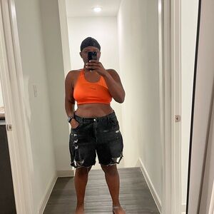 SHEIN Black Distressed Jean Shorts